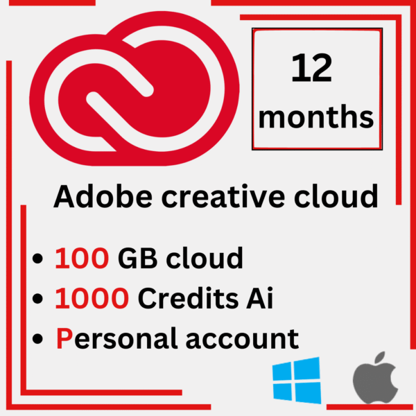 Adobe Creative cloud subscription 2024-2025 12 months Mac And Pc